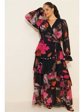 Hutch Bardot Tiered Maxi Dress